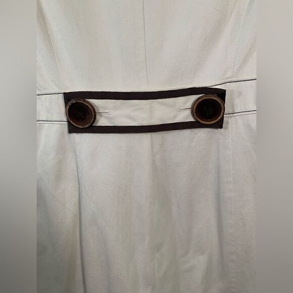 Boden EUC cream/brown cotton long coat with large brown buttons Size 10 - Picture 4 of 9